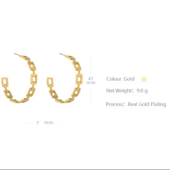💛18K gold plated chain stud earrings - Picture 3 of 8